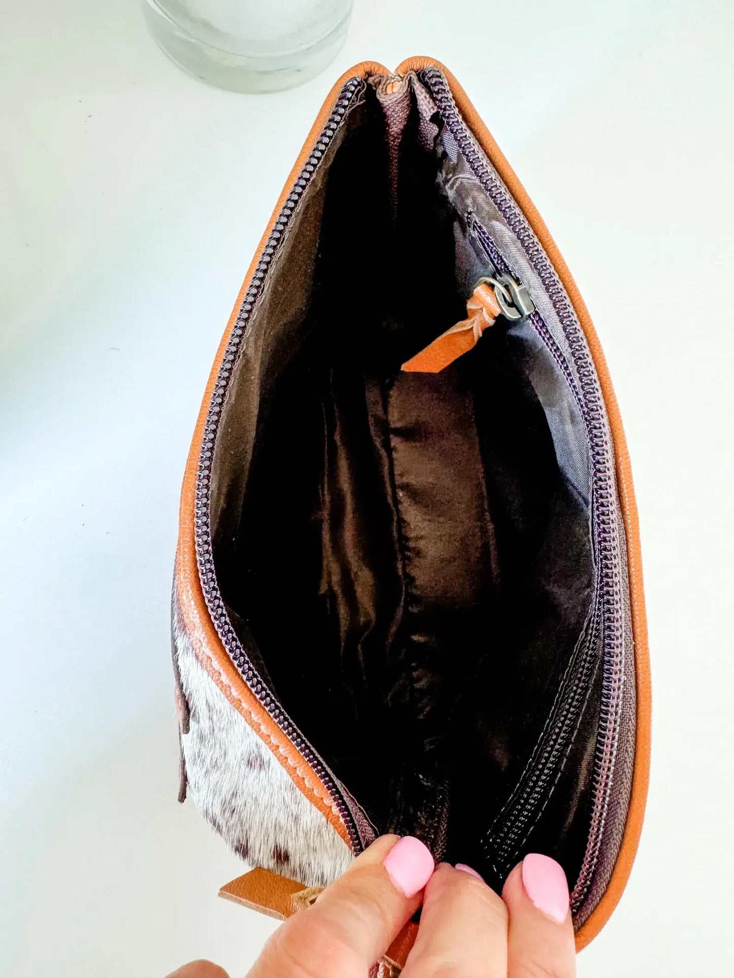 COWHIDE AZTEC ย MAKEUP bag Genuine Hair On travel