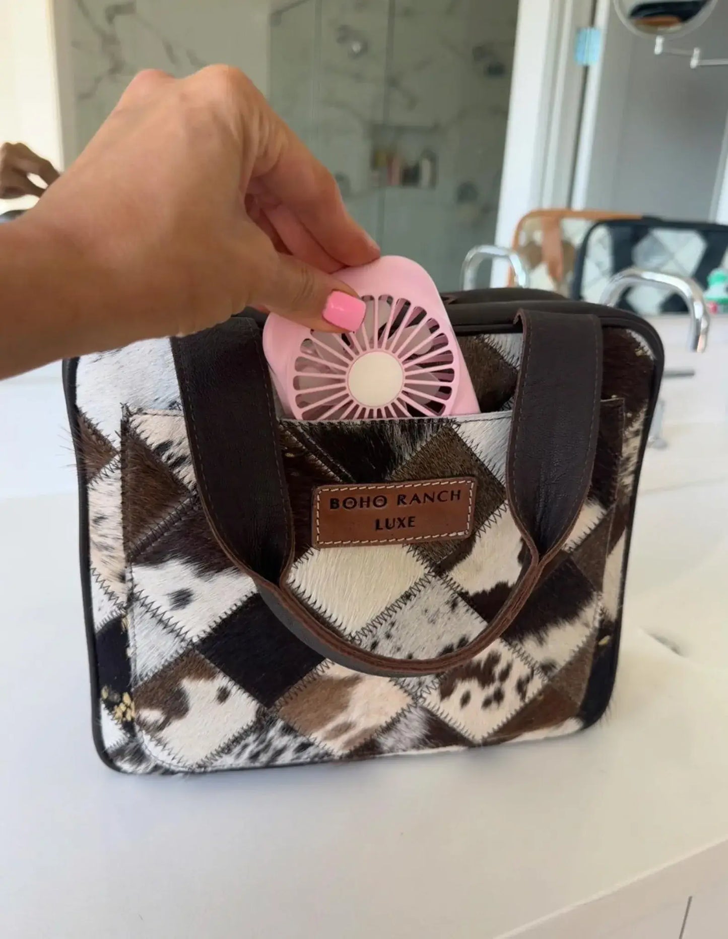 Travel hanging bag Genuine HairOn leather toiletry