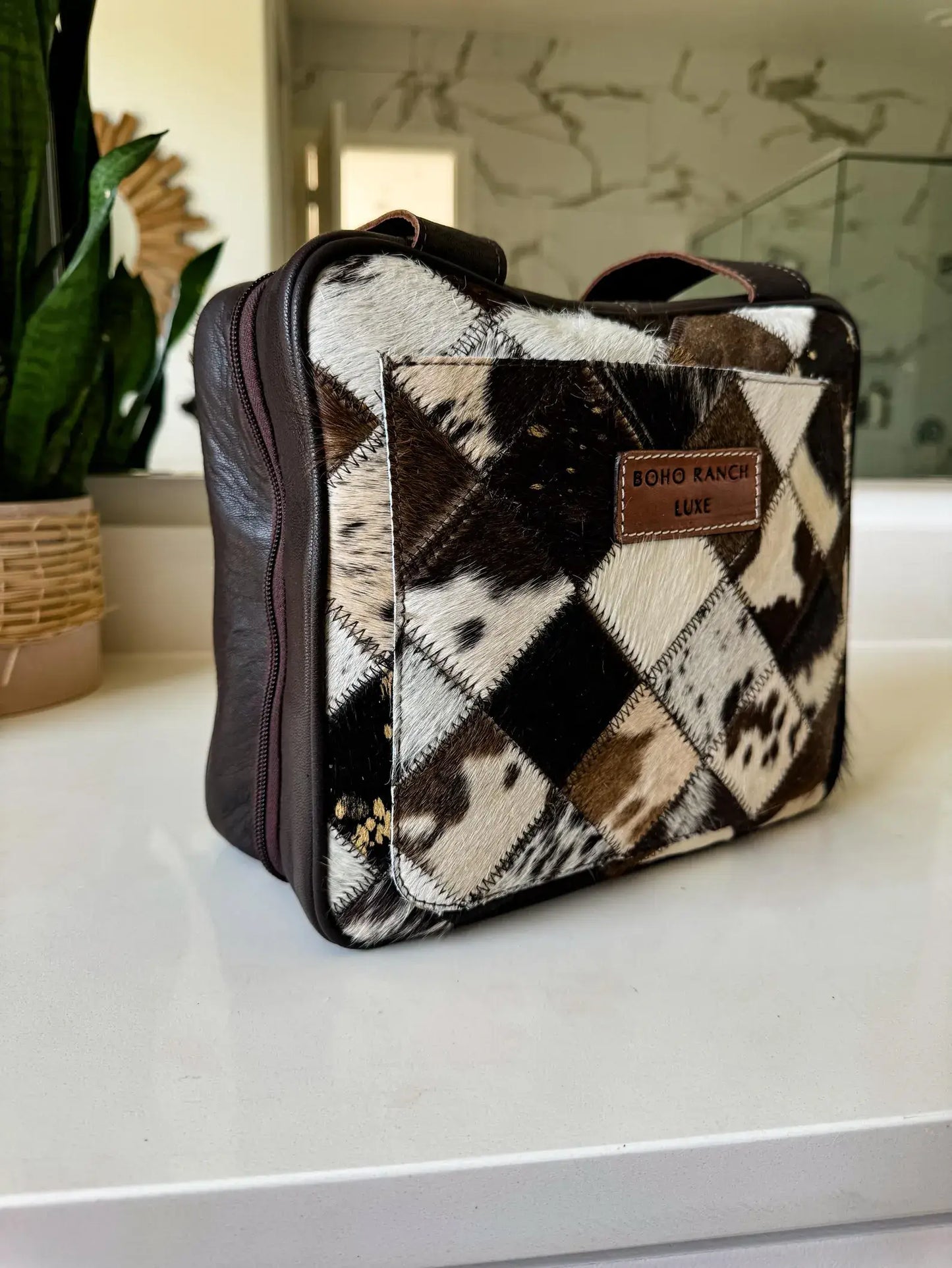 Travel hanging bag Genuine HairOn leather toiletry