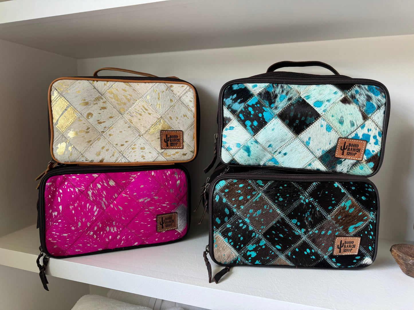 COWHIDE COSMETICS TRAVEL bag Genuine Leather makeup mua
