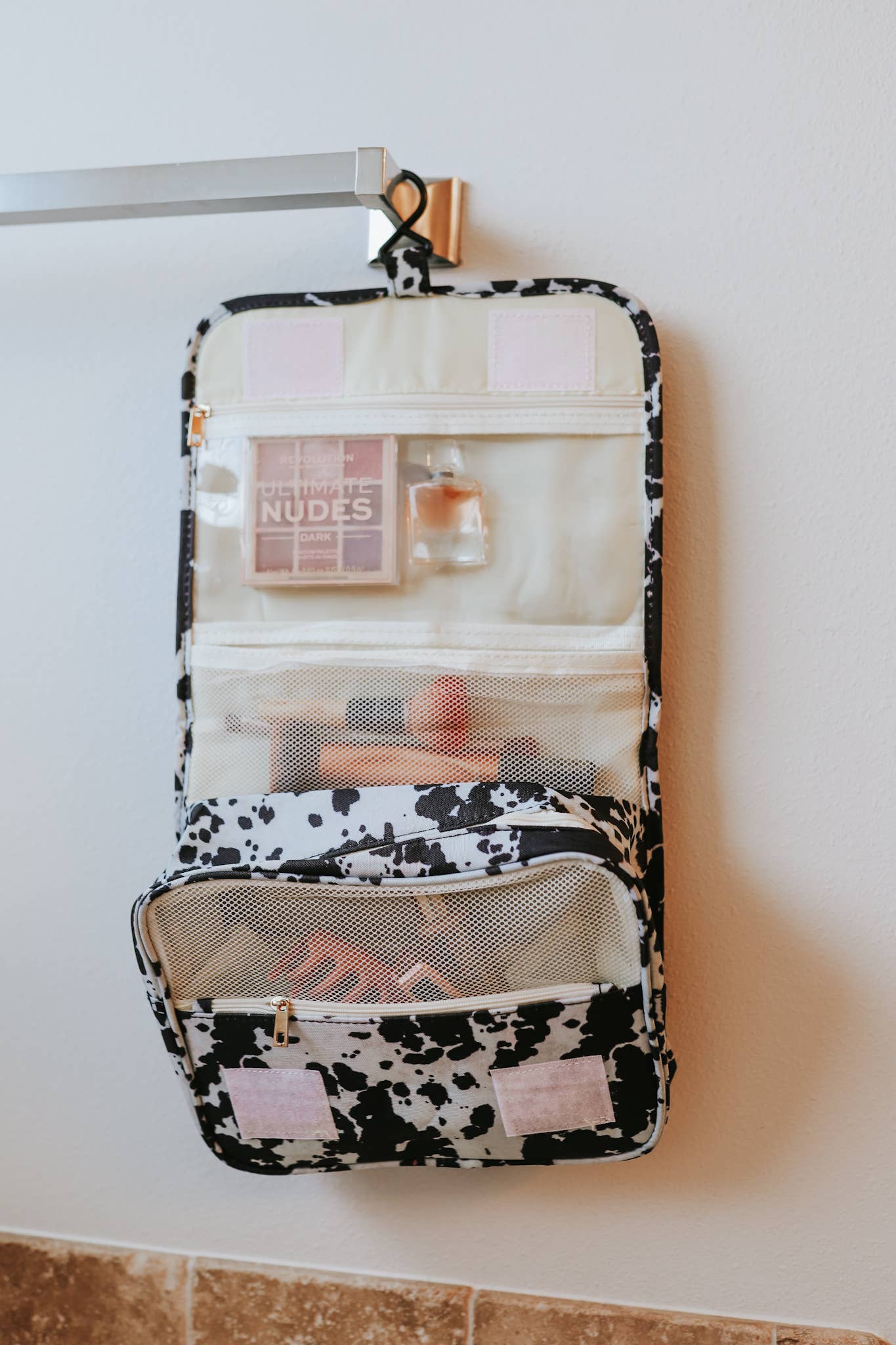 Black Cowhide Shower Tote