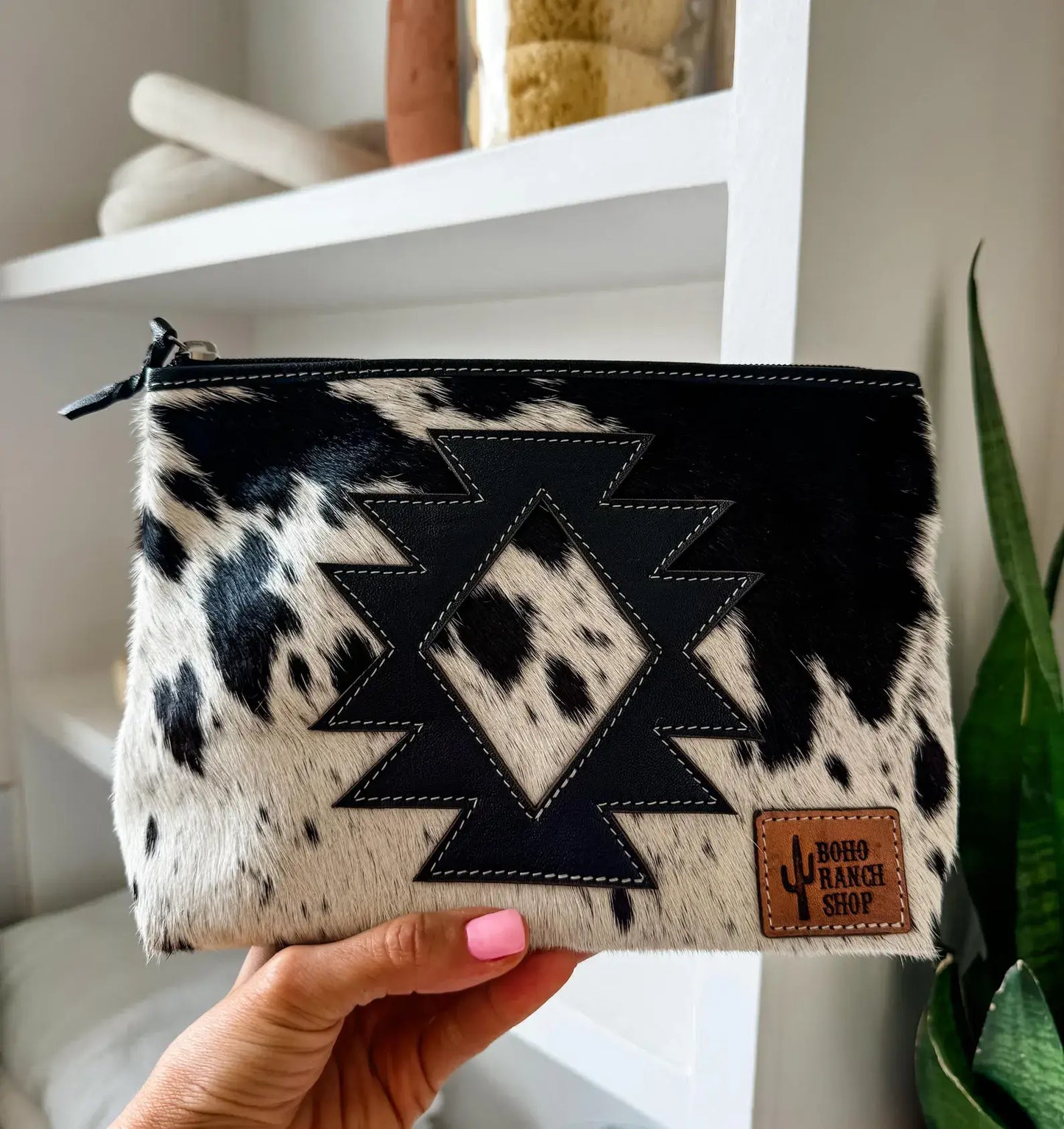 COWHIDE AZTEC  MAKEUP bag Genuine Hair On travel