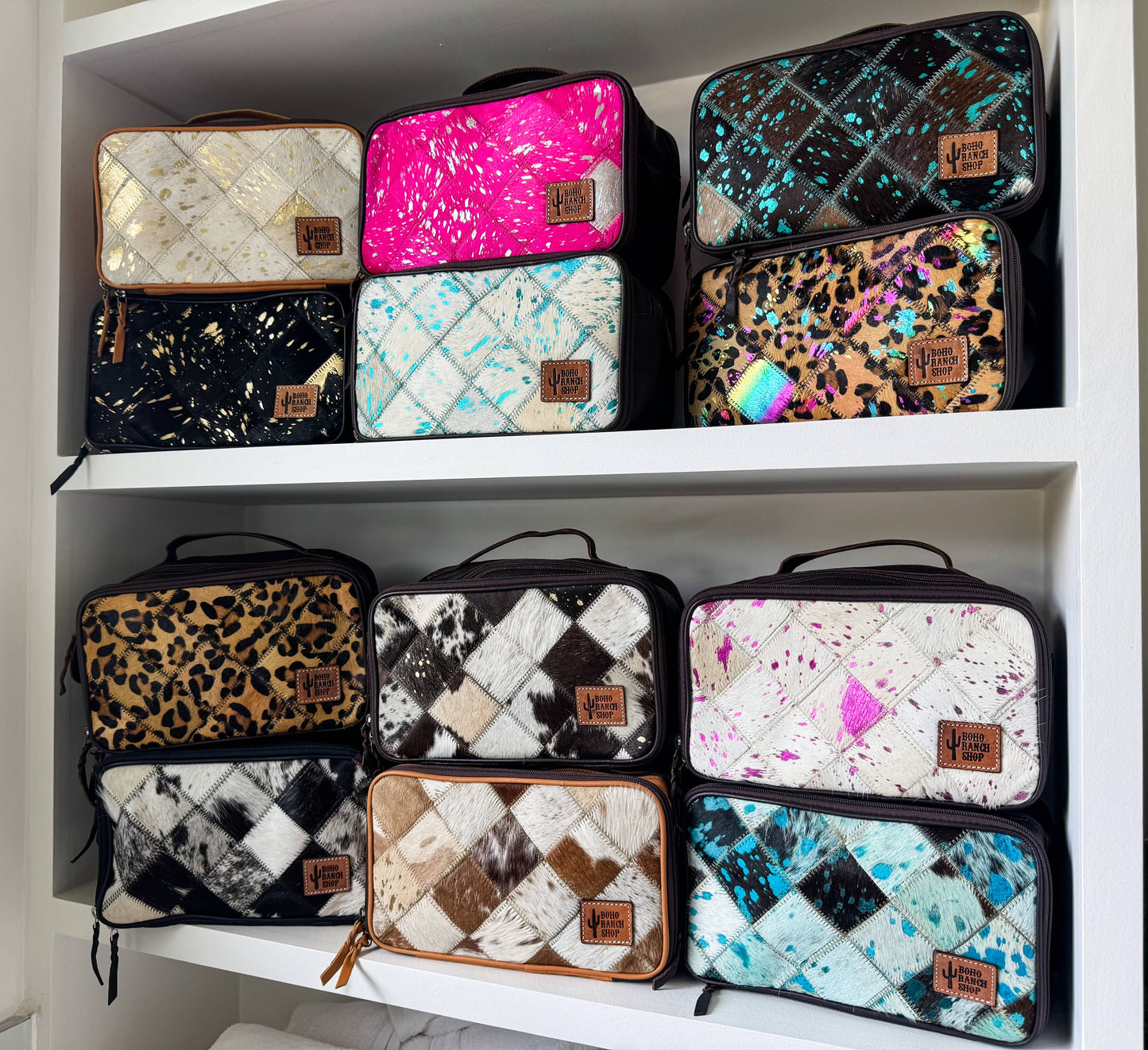 COWHIDE COSMETICS TRAVEL bag Genuine Leather makeup mua