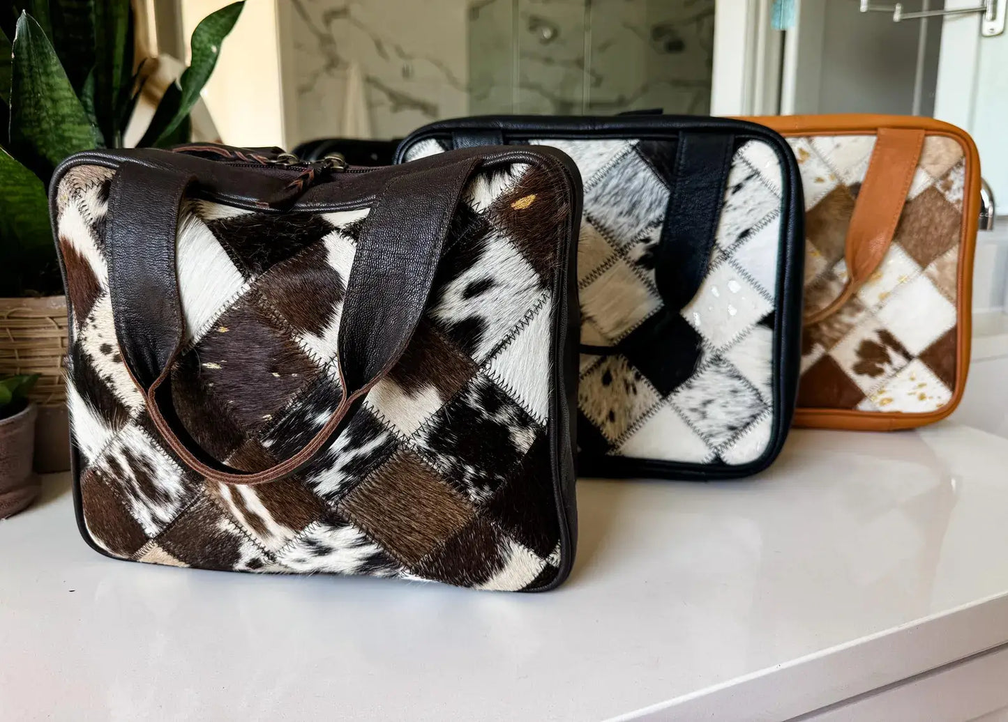 Travel hanging bag Genuine HairOn leather toiletry