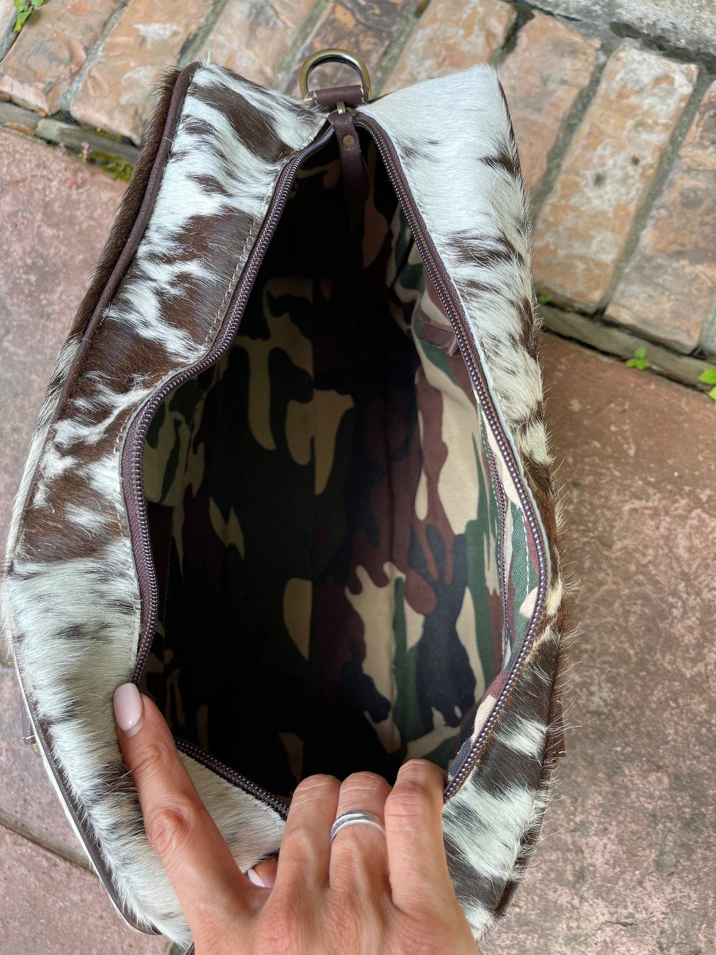 Weekender Duffle Leather Hair On Cowhide Duffel Travel Bag
