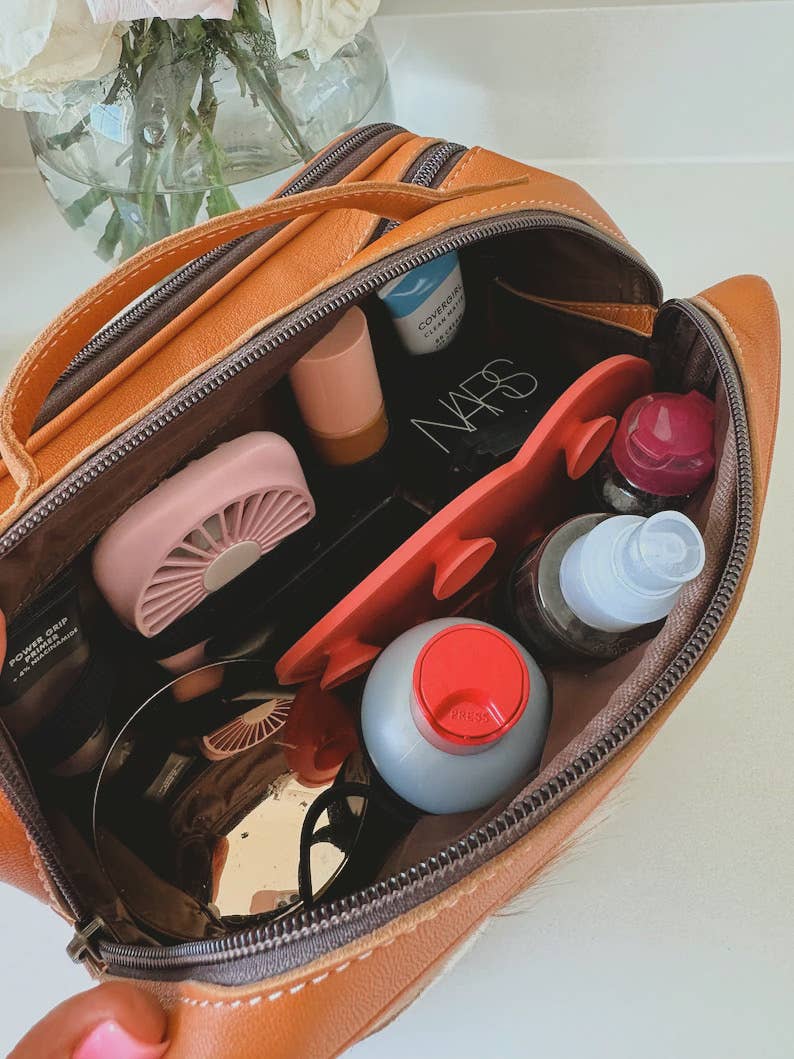 COWHIDE COSMETICS TRAVEL bag Genuine Leather makeup mua