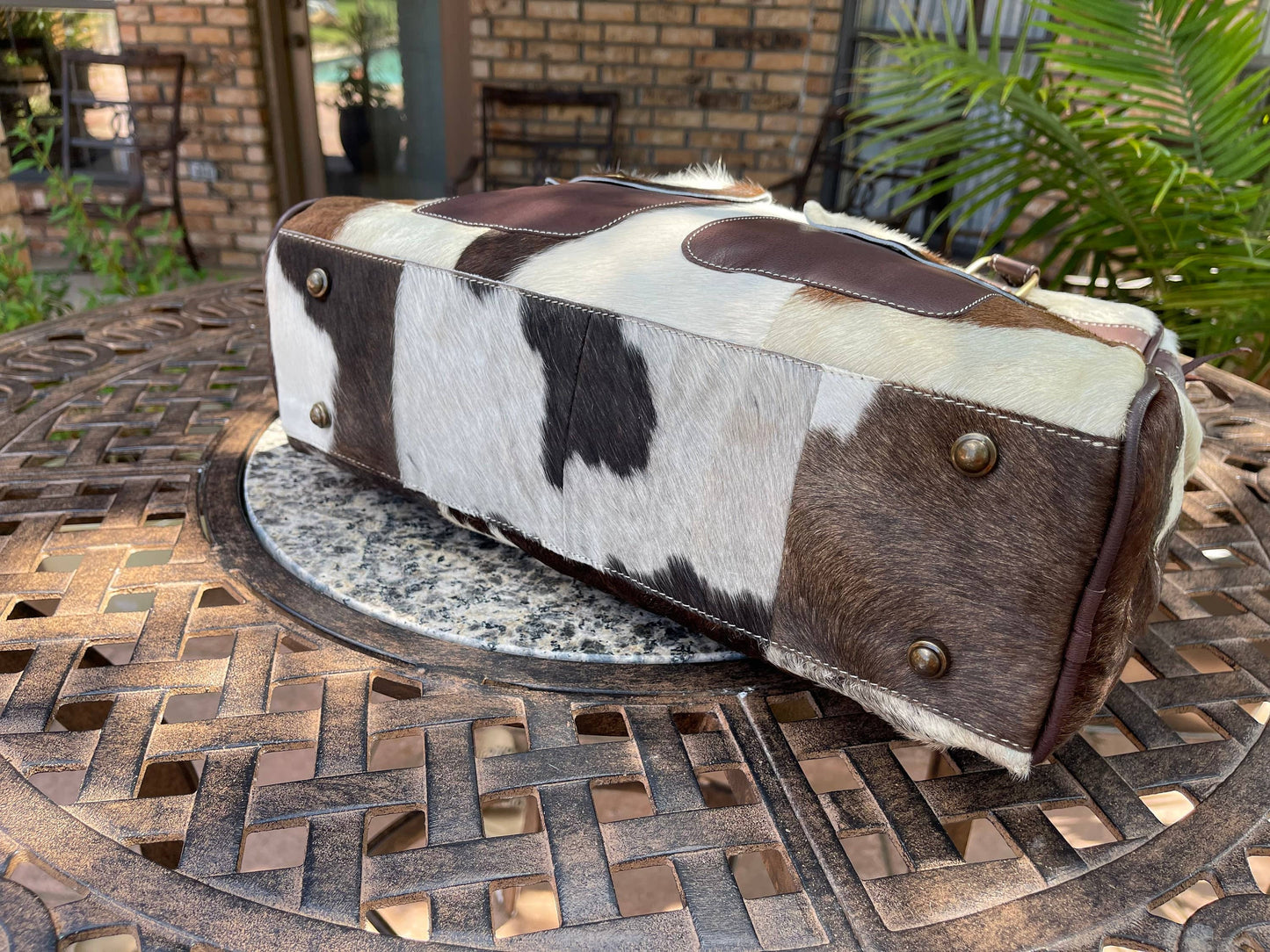 Weekender Duffle Leather Hair On Cowhide Duffel Travel Bag