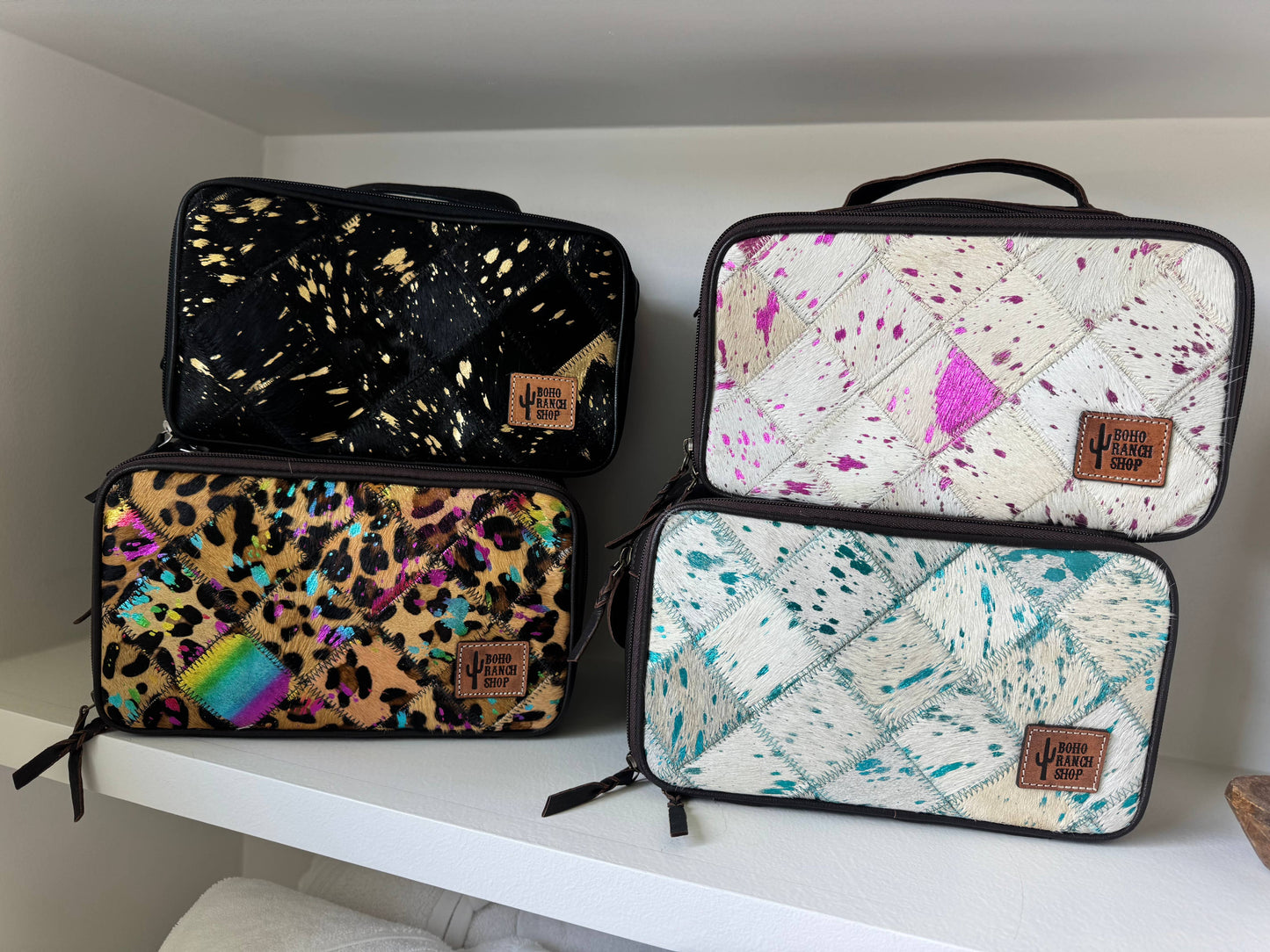 COWHIDE COSMETICS TRAVEL bag Genuine Leather makeup mua