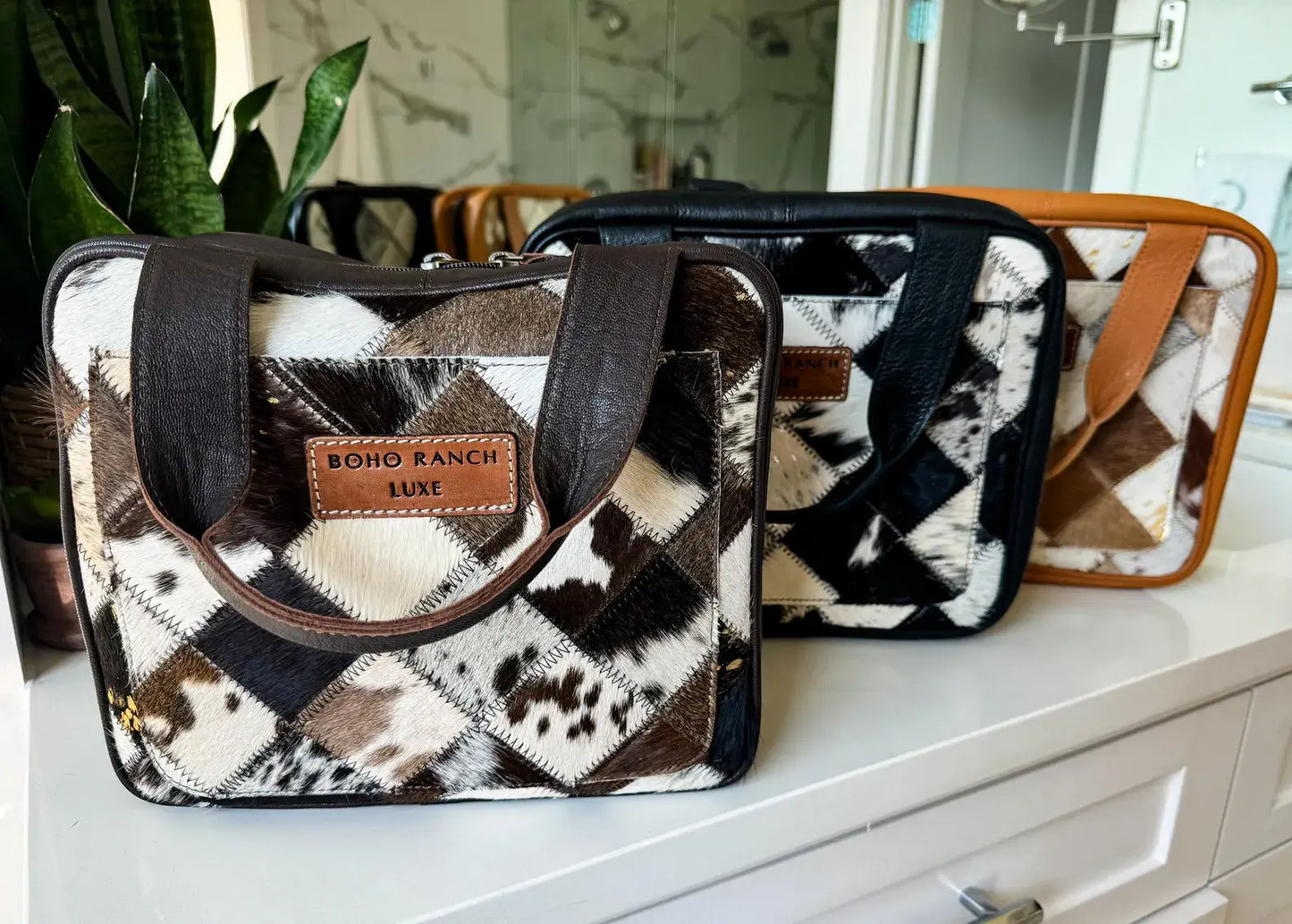 Travel hanging bag Genuine HairOn leather toiletry