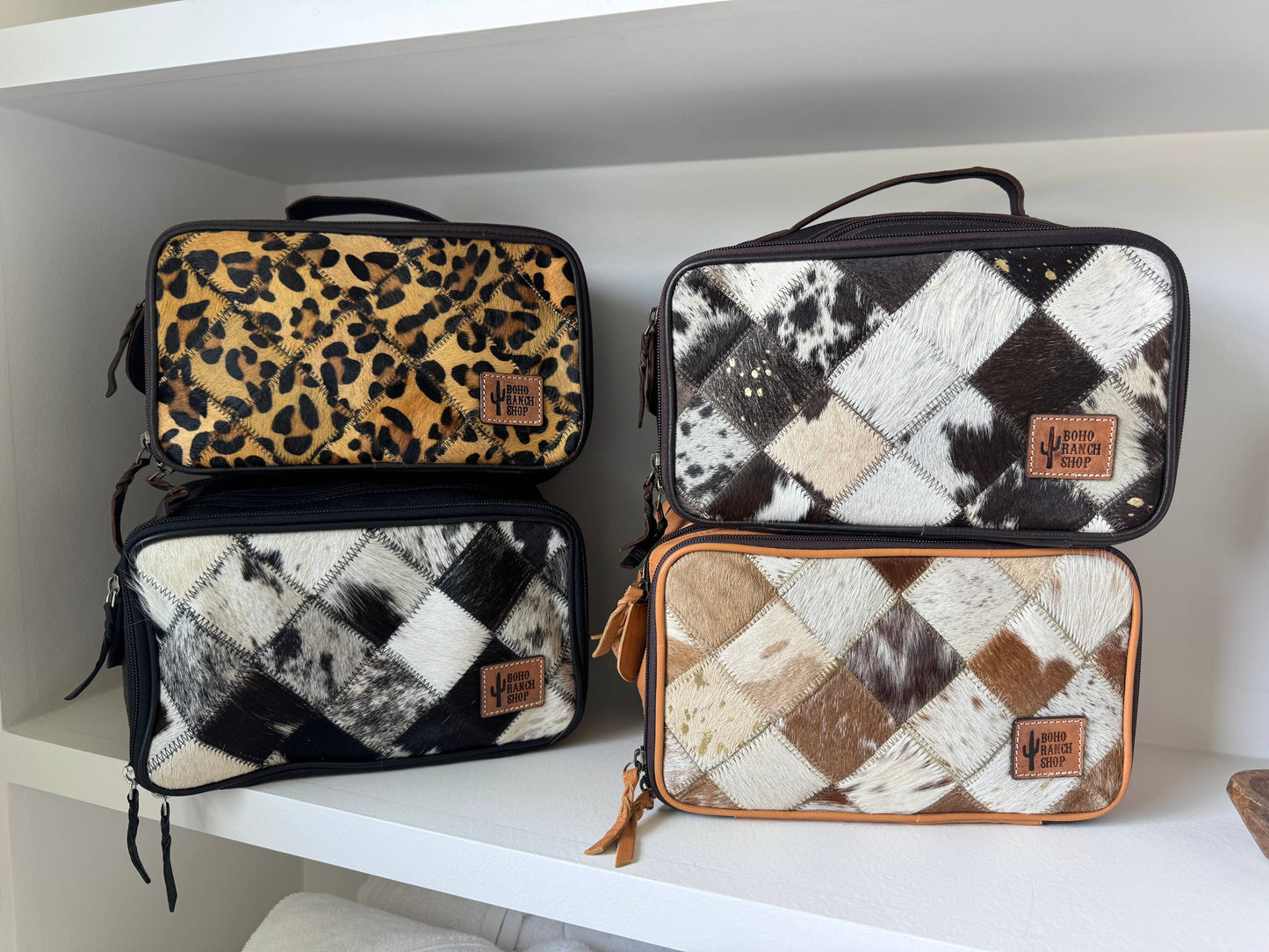 COWHIDE COSMETICS TRAVEL bag Genuine Leather makeup mua